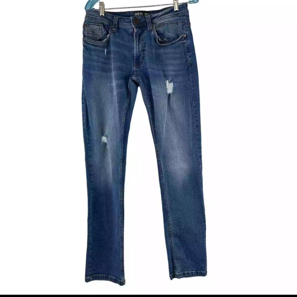 🌎 Free Planet Jeans Mens Size 30x32* Distressed Straight Leg Sustainable Denim